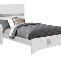 Benjara 4 Piece Wooden Twin Bedroom Set, White, Silver