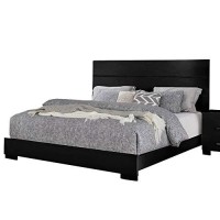 Benjara Contemporary 4 Piece Glossy Wooden Queen Bedroom Set, Black