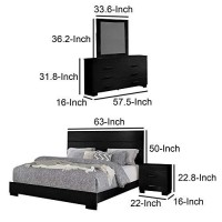 Benjara Contemporary 4 Piece Glossy Wooden Queen Bedroom Set, Black