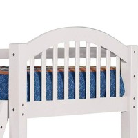 Benjara Bunk Arch Design Wooden Twin Bed With Slatted Headboard, White