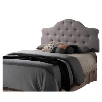 Benjara Button Tufted King Headboard With Arched Curved Design, Gray