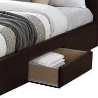 Benjara Platform Style Faux Leather Full Size Bed With 2 Drawers, Brown