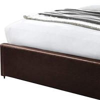 Benjara Platform Style Faux Leather Full Size Bed With 2 Drawers, Brown