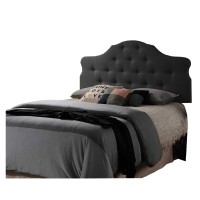 Benjara Button Tufted King Headboard With Arched Curved Design, Gray