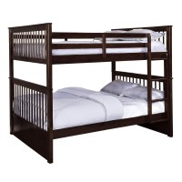 Benjara Full Wooden Bunk Bed With Slatted Details, Brown