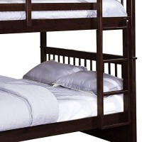 Benjara Full Wooden Bunk Bed With Slatted Details, Brown