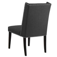 Benjara Button Tufted Fabric Dining Chair With Nailhead Trim, Gray