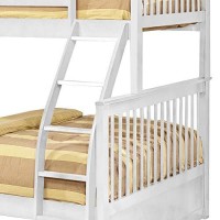 Benjara Mission Style Wooden Twin Over Full Bunk Bed With Slatted Headboard, White
