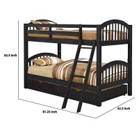 Benjara Arch Design Wooden Twin Bunk Bed With Trundle, Gray
