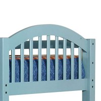 Benjara 2 Drawer Wooden Twin Bunk Bed With Slatted Arch Headboard, Blue