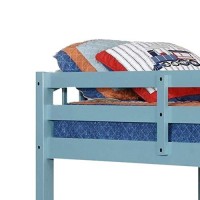 Benjara 2 Drawer Wooden Twin Bunk Bed With Slatted Arch Headboard, Blue