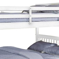 Benjara Full Wooden Bunk Bed With Slatted Details, White