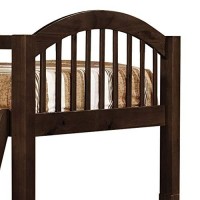 Benjara Wooden Twin Bunk Bed With Slatted Arched Headboard, Brown