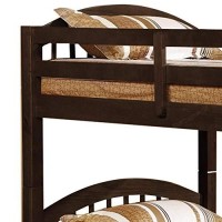 Benjara Wooden Twin Bunk Bed With Slatted Arched Headboard, Brown