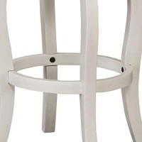 Benjara Wooden And Leatherette Bar Height Stool, White And Beige