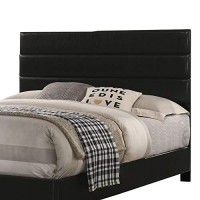 Benjara Leatherette Upholstered Full Bed With Panel Headboard, Black