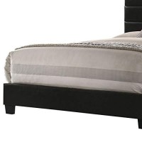 Benjara Leatherette Upholstered Full Bed With Panel Headboard, Black