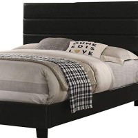 Benjara Leatherette Upholstered Full Bed With Panel Headboard, Black