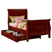 Benjara Size Wooden Sleigh Bed With Twin Trundle, Brown