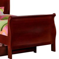 Benjara Size Wooden Sleigh Bed With Twin Trundle, Brown