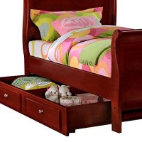 Benjara Size Wooden Sleigh Bed With Twin Trundle, Brown