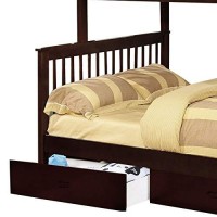 Benjara Mission Style Wooden Twin Over Full Bunk Bed With 2 Drawers, Brown