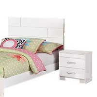 Benjara Contemporary 5 Piece Glossy Wooden Full Bedroom Set, White