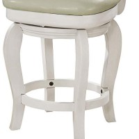 Benjara Wooden Swivel Counter Height Stool, White And Beige