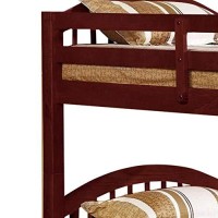 Benjara Arch Design Wooden Twin Bunk Bed With Trundle, Brown