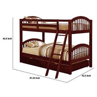 Benjara Arch Design Wooden Twin Bunk Bed With Trundle, Brown