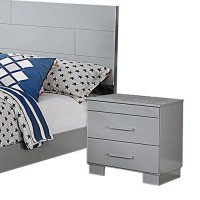 Benjara Twin Contemporary 4 Piece Glossy Wooden Bedroom Set, Gray