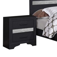 Benjara 4 Piece Wooden Full Bedroom Set, Black, Silver