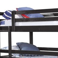 Benjara 3 Tier Design Wooden Twin Size Bunk Bed With Attached Guardrails, Gray