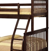 Benjara Mission Style Twin Over Full Bunk Bed With Attached Trundle, Brown