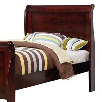 Benjara Twin Size Wooden Sleigh Bed With Panel Legs, Brown