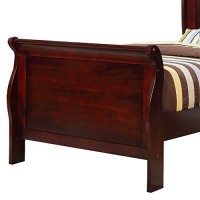 Benjara Twin Size Wooden Sleigh Bed With Panel Legs, Brown