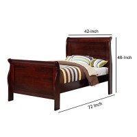 Benjara Twin Size Wooden Sleigh Bed With Panel Legs, Brown