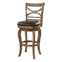 Benjara Wooden And Leatherette Bar Height Stool, Brown And Black