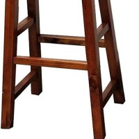 Benjara Leatherette Seat Bar Height Stool, Set Of 2, Brown