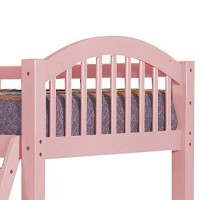 Benjara Bunk Arch Design Wooden Twin Bed With Slatted Headboard, Pink