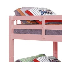 Benjara Bunk Arch Design Wooden Twin Bed With Slatted Headboard, Pink