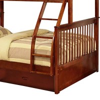 Benjara Mission Style Wooden Twin Over Full Bunk Bed With 2 Drawers, Brown