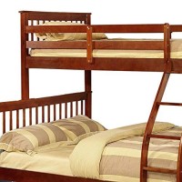 Benjara Mission Style Wooden Twin Over Full Bunk Bed With 2 Drawers, Brown