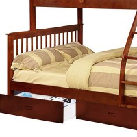 Benjara Mission Style Wooden Twin Over Full Bunk Bed With 2 Drawers, Brown