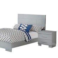 Benjara Contemporary 5 Piece Glossy Wooden Full Bedroom Set, Gray