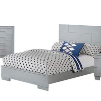 Benjara Contemporary 5 Piece Glossy Wooden Full Bedroom Set, Gray