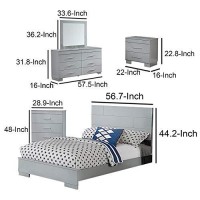 Benjara Contemporary 5 Piece Glossy Wooden Full Bedroom Set, Gray