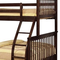 Benjara Wooden Twin Over Full Bunk Bed With Slatted Headboard, Brown