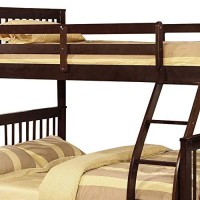 Benjara Wooden Twin Over Full Bunk Bed With Slatted Headboard, Brown