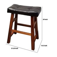 Benjara Leatherette Seat Counter Height Stool, Set Of 2, Brown